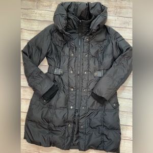 Larry Levine Long Black Down Feather Puffer Jacket Size Medium